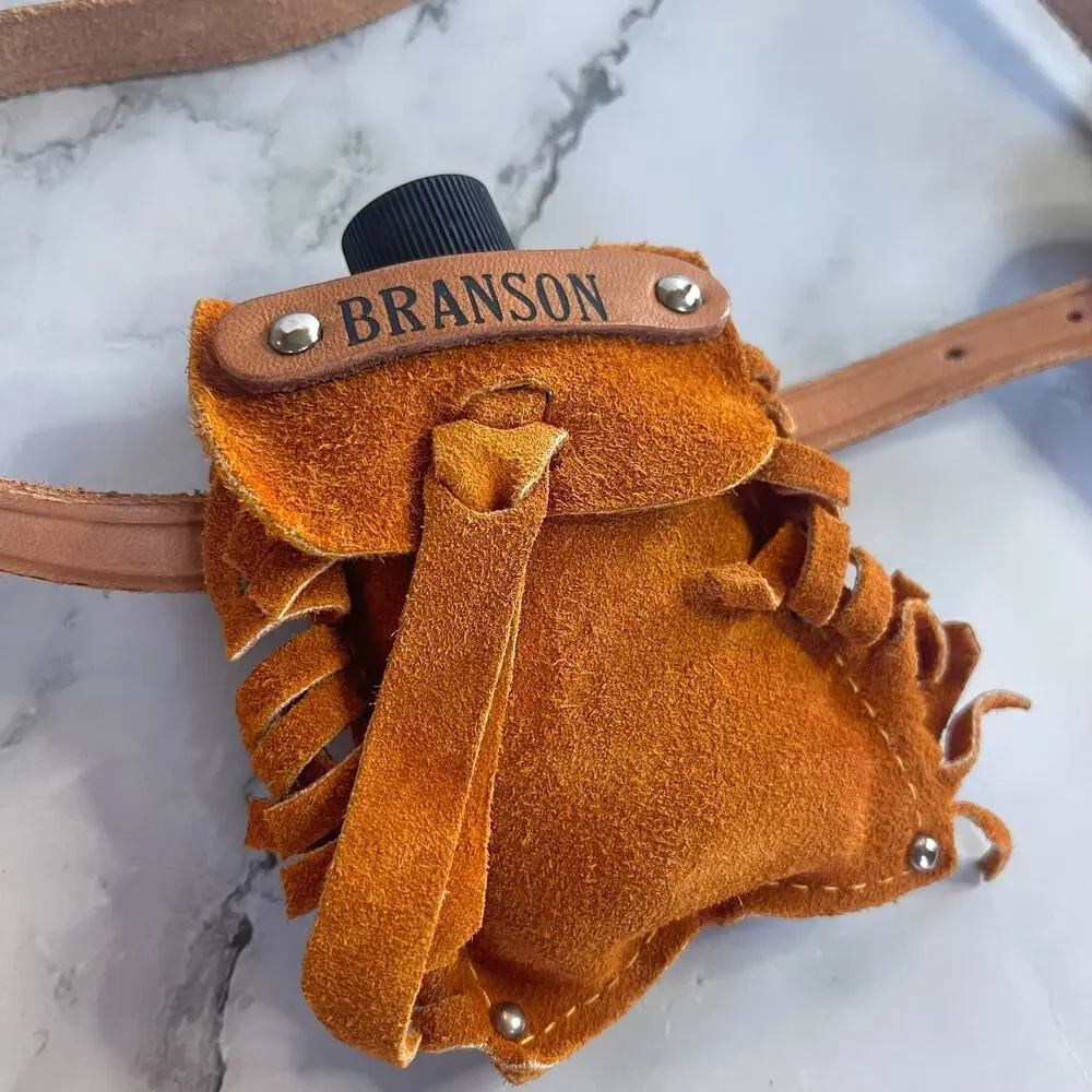 Vintage Branson Leather Kids Cowboy Belt Mini Holster Canteen Western Souvenir